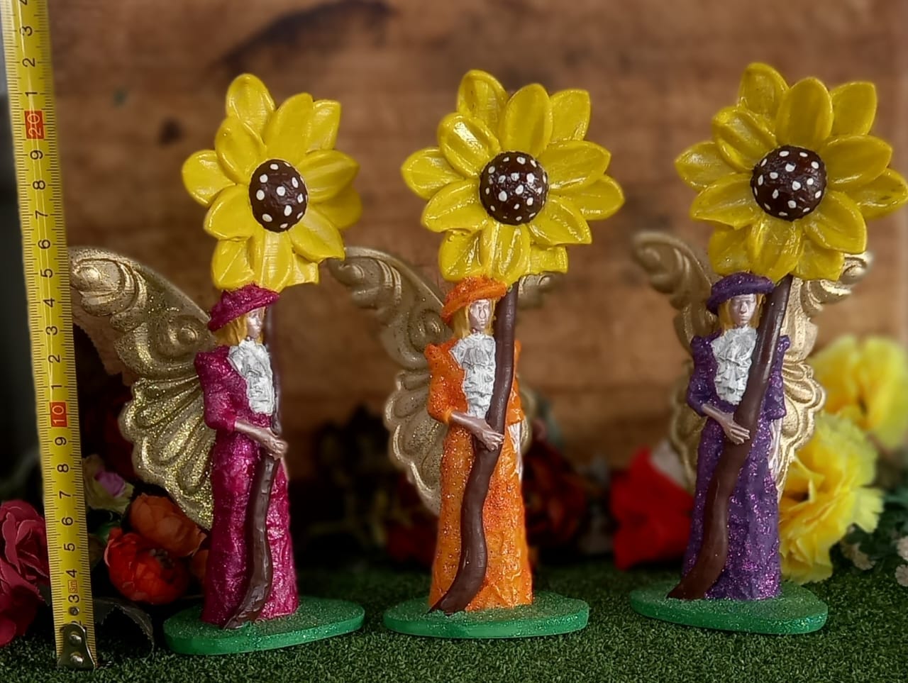The Sunbeam Sisters – Set of 3 Sunflower Fairies — size reference