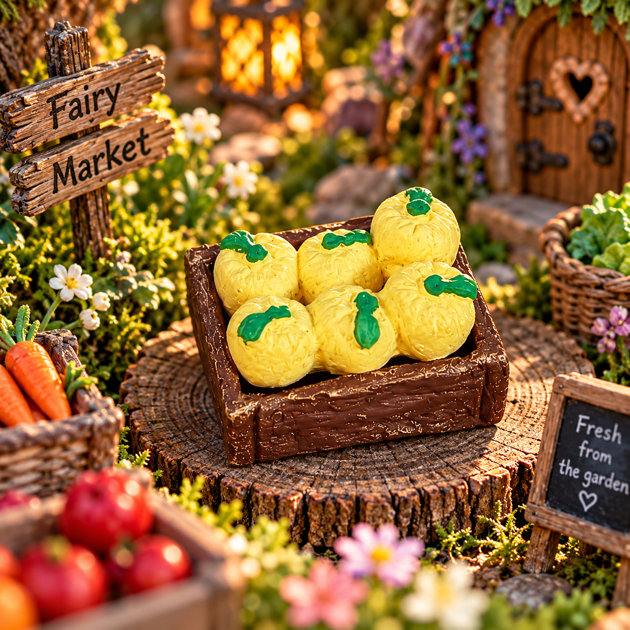 Fairy Market Lemon Crate — garden display