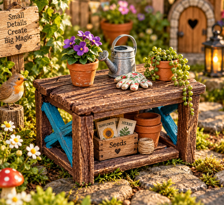 The Fairy Gardener’s Worktable — garden display