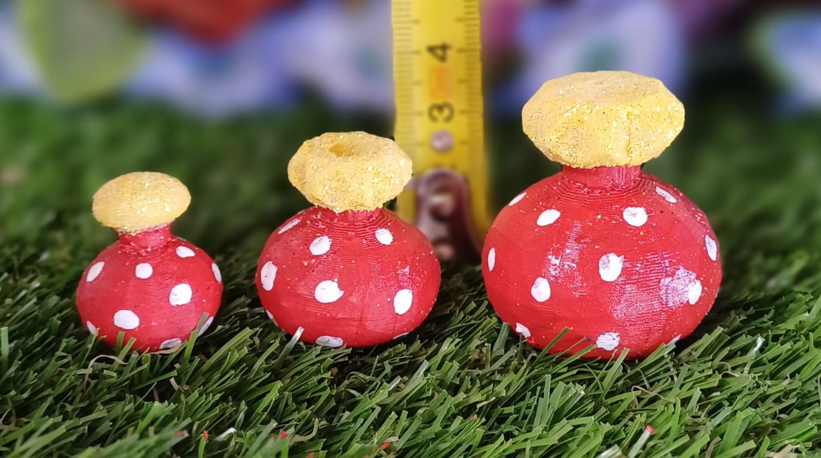 Enchanted Toadstool Trio — size reference